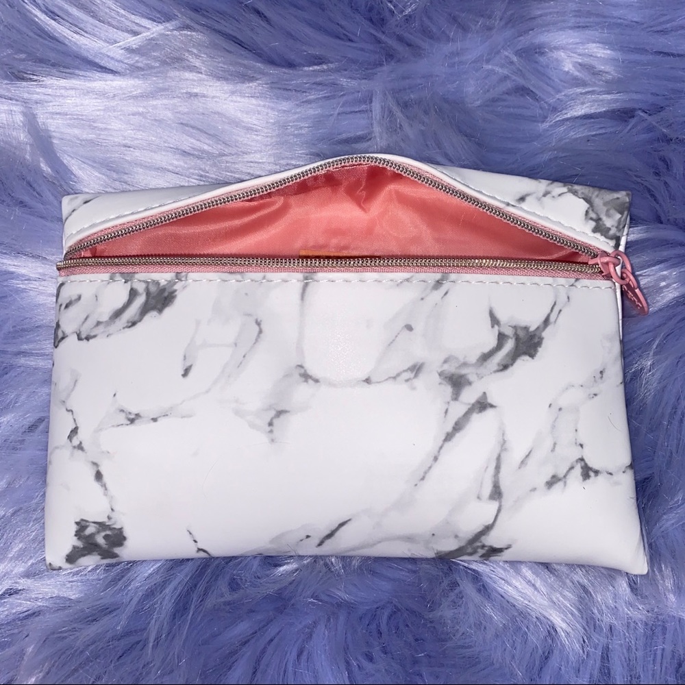 Blush Pink Sleek White Marble Makeup Bag - Picture 4 of 5